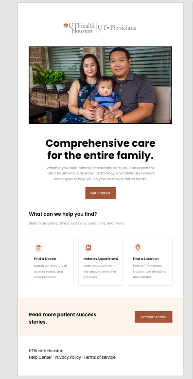 UTHealth Houston Comprehensive Health Email Campaign